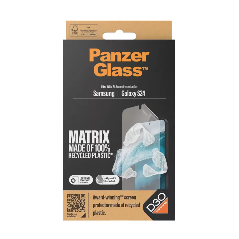 PanzerGlass ® ECO MATRIX Lámina protectora con D3O® Samsung Galaxy S24 | Ultra-Wide Fit con AlignerKit