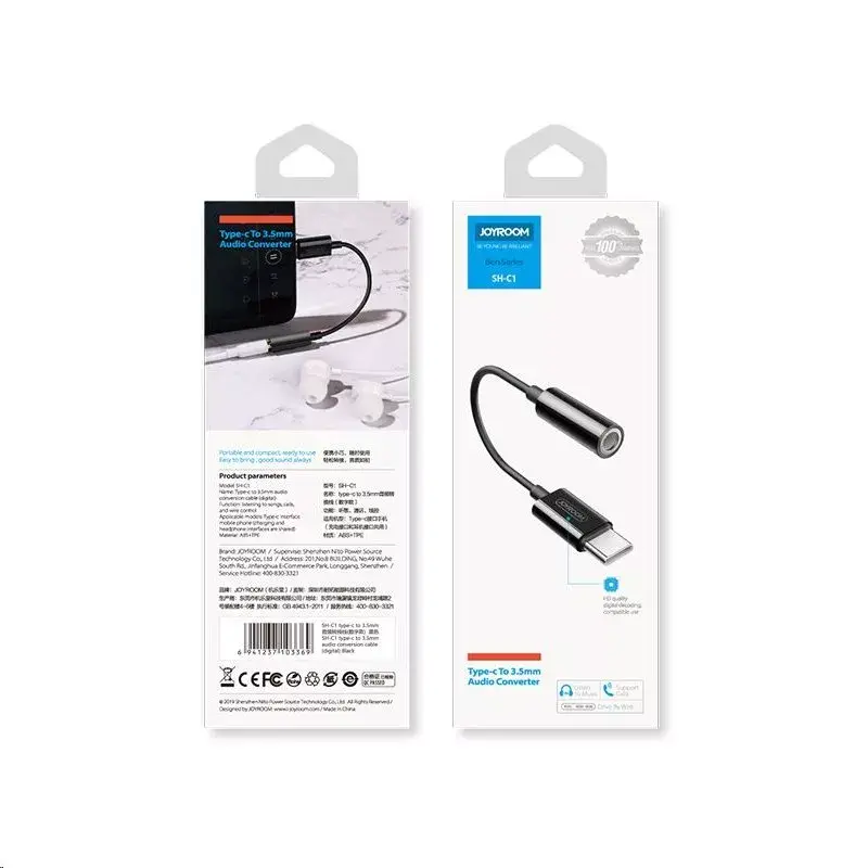 Adaptador de audio digital Joyroom SH-C1 USB-C a 3,5 mm – compacto 5 g