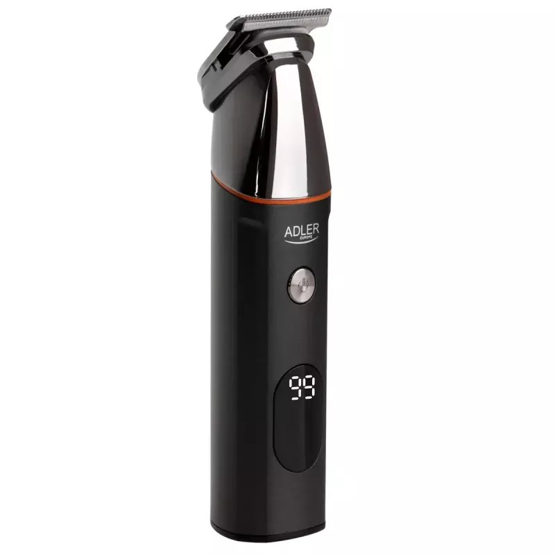 Set de cuidado eléctrico Adler AD 2946 – recortador 5 en 1 inalámbrico para hombre, 4 niveles de longitud, 60 min. de autonomía, Negro/Acero inoxidable