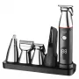 Set de cuidado eléctrico Adler AD 2946 – recortador 5 en 1 inalámbrico para hombre, 4 niveles de longitud, 60 min. de autonomía, Negro/Acero inoxidable