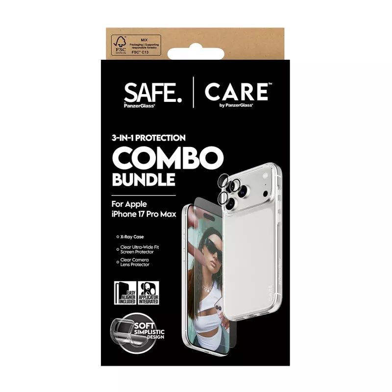 Combo de protector de pantalla, funda y protección de lente de cámara PanzerGlass para iPhone 17 Pro Max CR60725