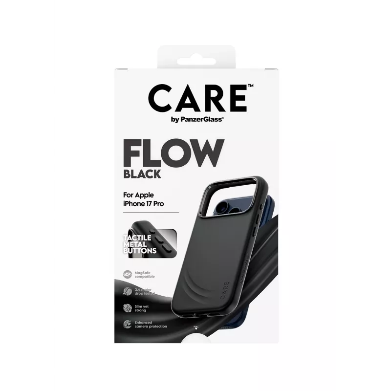 Funda protectora PanzerGlass CARE by Feature FLOW Case negra con MagSafe para iPhone 17 Pro