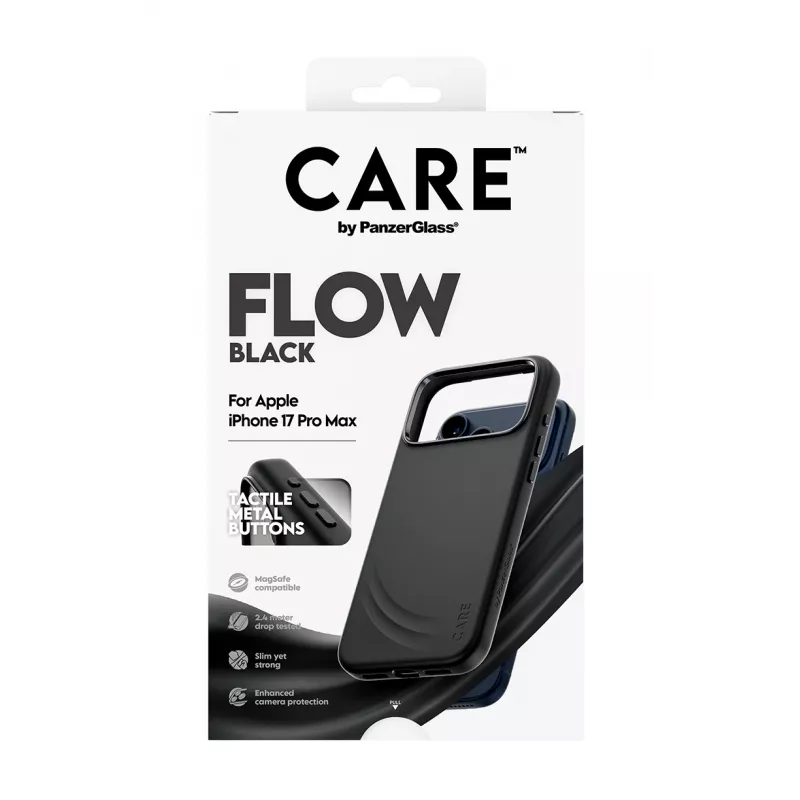 Funda protectora PanzerGlass CARE by Feature FLOW para iPhone 17 Pro Max, funda, negra, compatible con MagSafe