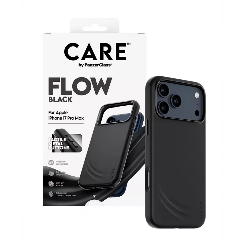 Funda protectora PanzerGlass CARE by Feature FLOW para iPhone 17 Pro Max, funda, negra, compatible con MagSafe