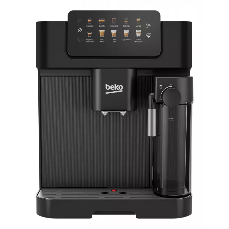 Beko CEG7304B CaffeExperto cafetera superautomática con boquilla de vapor, cafetera espresso, 2 l, granos de café, molinillo integrado, 1350 W, negra, plateada