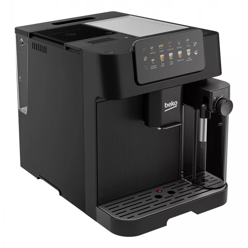 Beko CEG7304B CaffeExperto cafetera superautomática con boquilla de vapor, cafetera espresso, 2 l, granos de café, molinillo integrado, 1350 W, negra, plateada