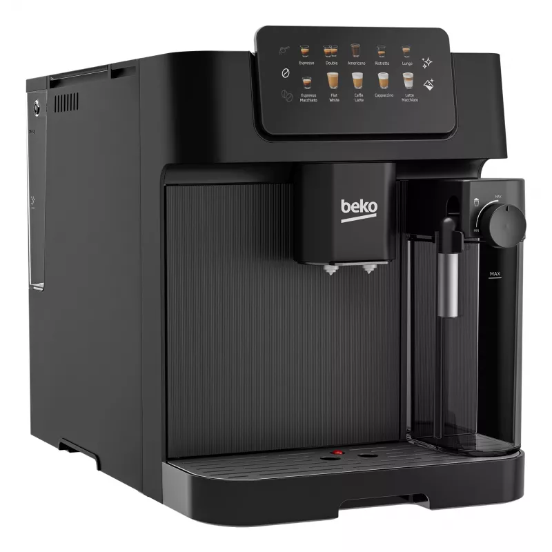 Beko CEG7304B CaffeExperto cafetera superautomática con boquilla de vapor, cafetera espresso, 2 l, granos de café, molinillo integrado, 1350 W, negra, plateada