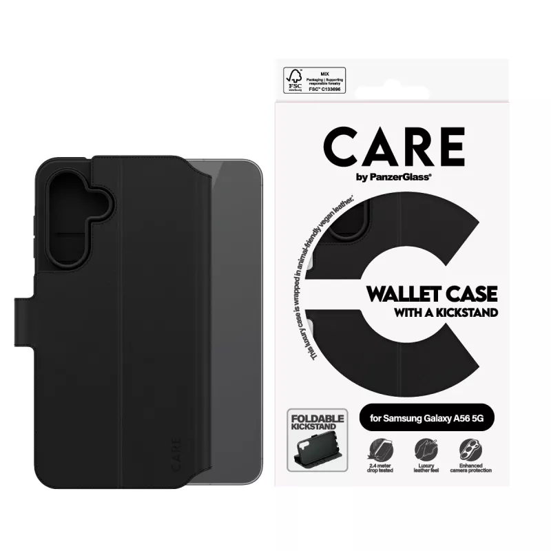 Funda cartera PanzerGlass Samsung Galaxy A56 5G negra con soporte