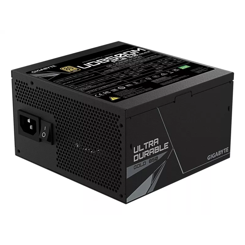 Fuente de alimentación GIGABYTE UD850GM PG5 V2 - PCIe Gen 5.1, 80 PLUS Gold, totalmente modular, ventilador de 120mm, compatible ATX 3.1, enchufe EU