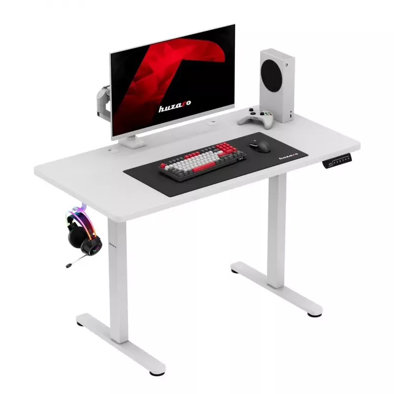 Huzaro Hero 8.1 escritorio gaming, regulable en altura, 120x60 cm, blanco