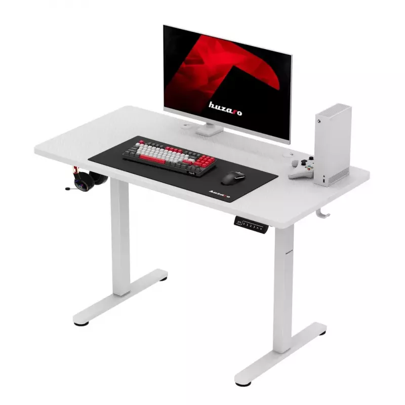 Huzaro Hero 8.1 escritorio gaming, regulable en altura, 120x60 cm, blanco