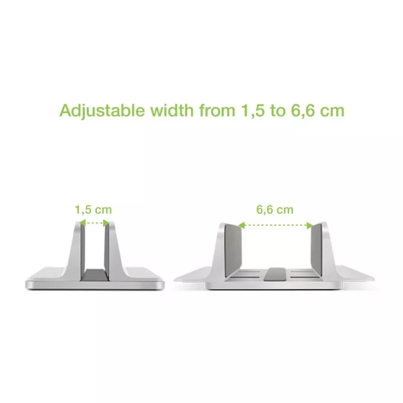 Techly ICA-TBL 010 soporte vertical de aluminio para portátil hasta 17 pulgadas, anchura ajustable