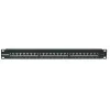 Panel de parcheo Intellinet, Cat6, FTP, 24 puertos, 1U, apantallado, regletas LSA 90° Top-Entry, negro