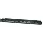 Panel de parcheo Intellinet, Cat6, FTP, 24 puertos, 1U, apantallado, regletas LSA 90° Top-Entry, negro