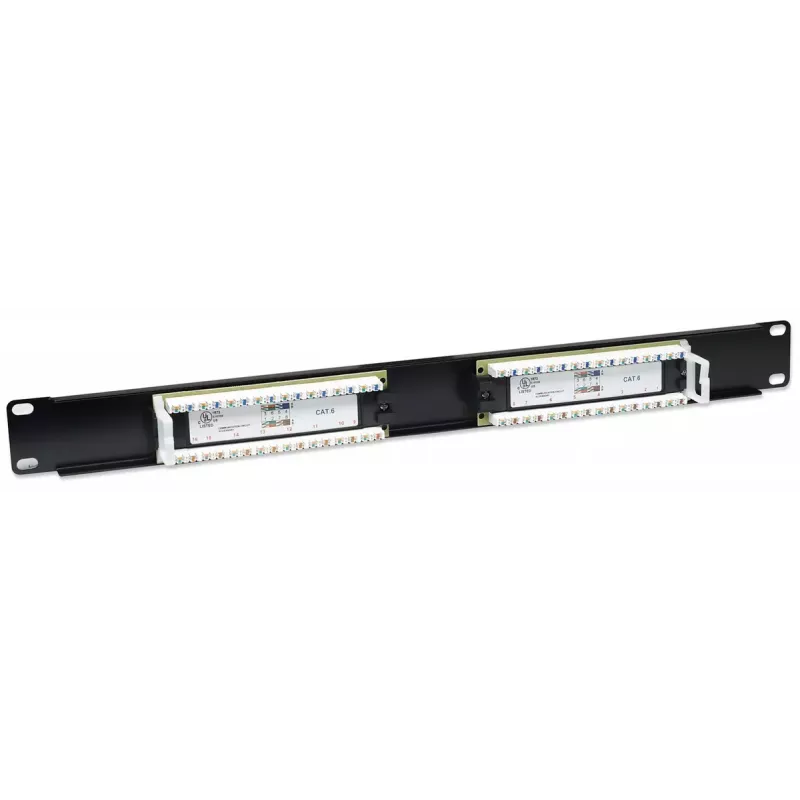Panel de parcheo Intellinet, Cat6, UTP, 16 puertos, 1U, negro