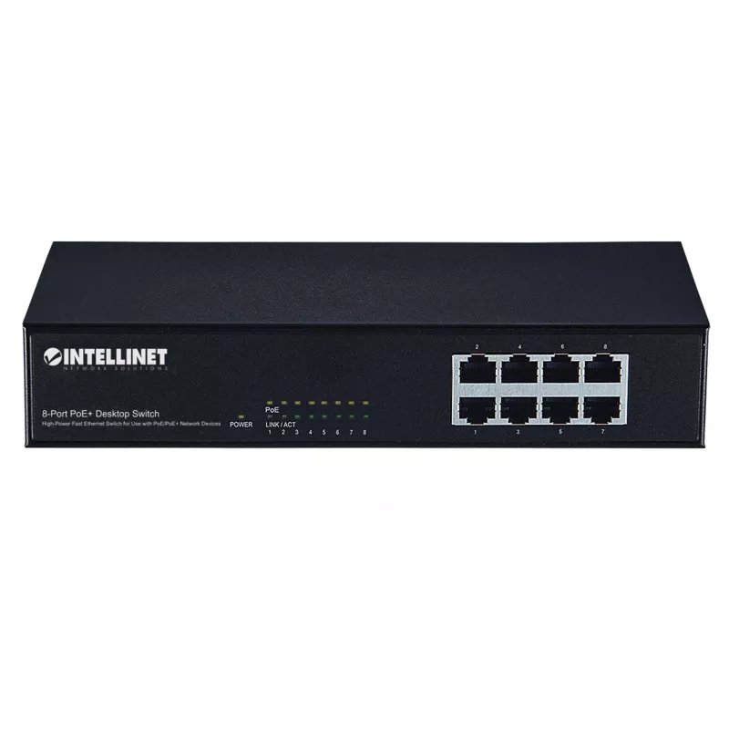 Switch Intellinet 8 puertos Fast Ethernet PoE+, 8 x puertos PoE, 1,6 Gbit/s