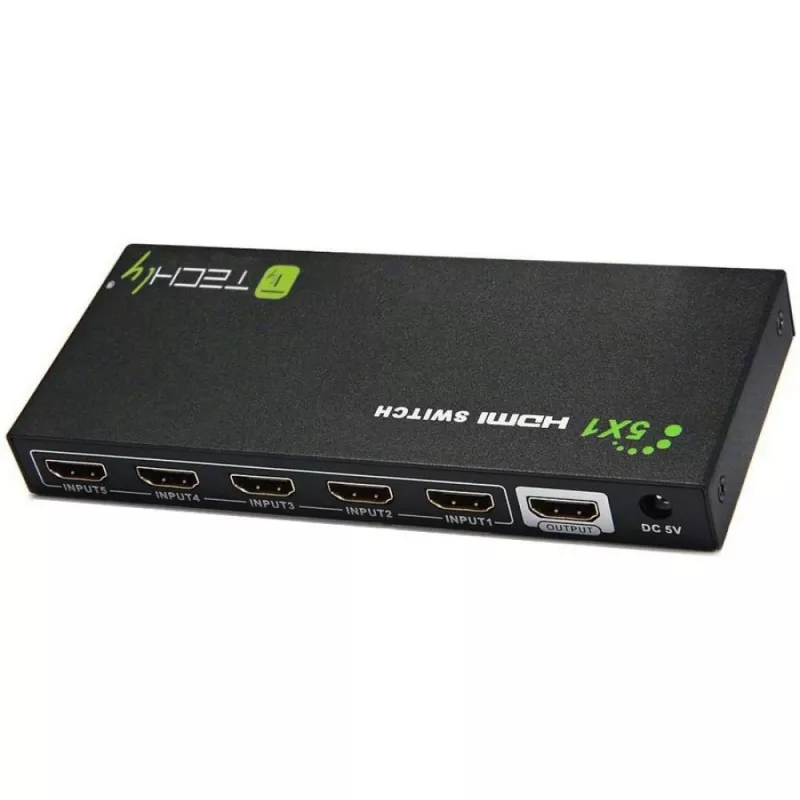 Switch HDMI Techly 5 IN 1 OUT con mando a distancia, 4Kx2K, 3D IDATA HDMI-4K51