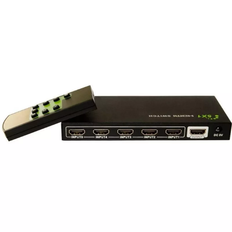 Switch HDMI Techly 5 IN 1 OUT con mando a distancia, 4Kx2K, 3D IDATA HDMI-4K51