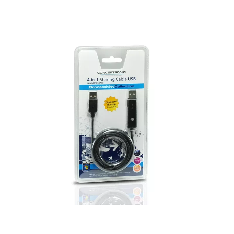 Cable KVM Conceptronic USB 2.0 1,8 m negro