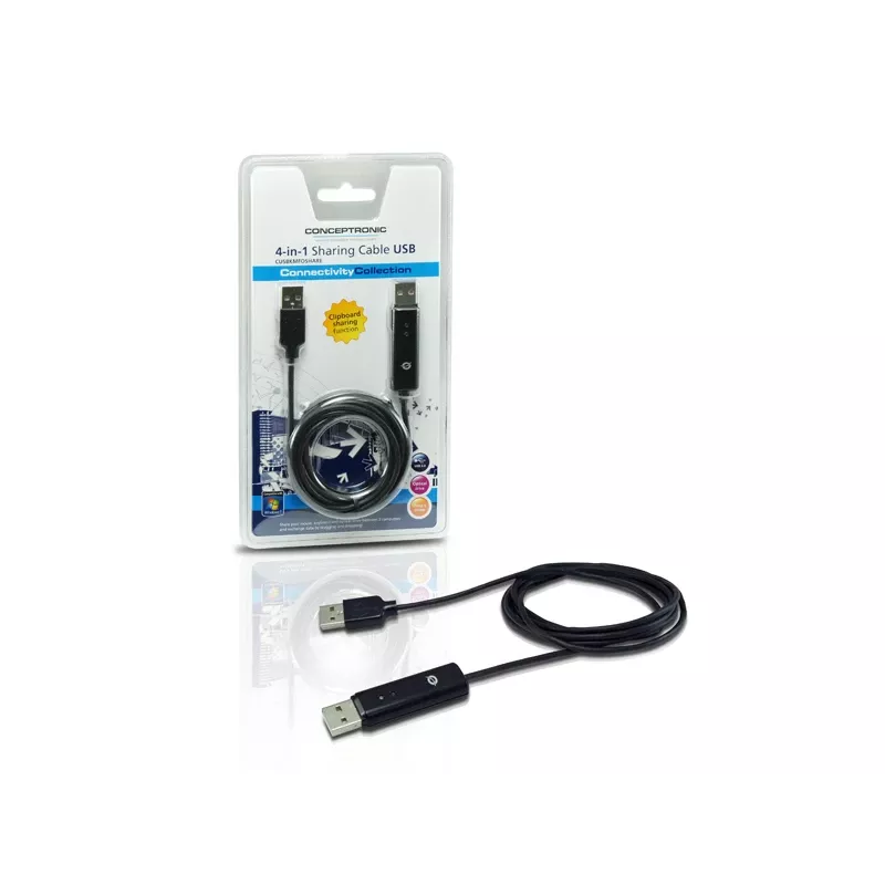 Cable KVM Conceptronic USB 2.0 1,8 m negro