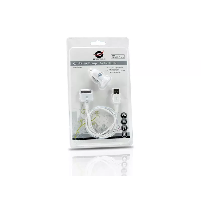 Cargador de coche para tablet Conceptronic 2A para Apple, mechero, 5 V, blanco