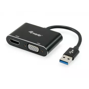 Equip Adaptador USB 3.0 a HDMI/VGA (HD15), 3.2 Gen 1 (3.1 Gen 1), USB Type-A, salida HDMI, 1920 x 1080 píxeles