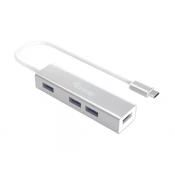 Equip Hub USB-C a 4 puertos USB 3.0, USB 3.2 Gen 1 (3.1 Gen 1) Type-C, USB 3.2 Gen 1 (3.1 Gen 1) Type-A, 5000 Mbit/s, plata, aluminio, Windows 10, Windows 7, Windows 8