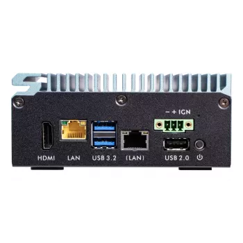 Shuttle Edge PC SPCEL02, Intel Celeron J6412, 1x HDMI, 2x 2.5G LAN, 1x COM, DIO (4x in, 4x out), 3x USB, 2x M.2, 12-24V, funcionamiento continuo 24/7, sin ventilador, incl. soporte VESA y para carril DIN
