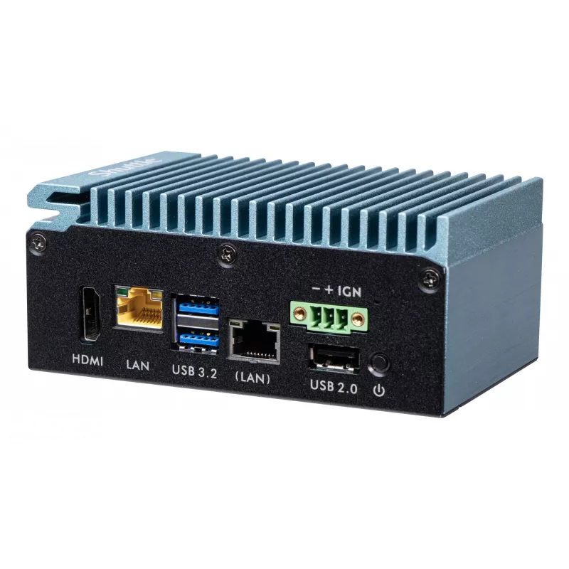 Shuttle Edge PC SPCEL02, Intel Celeron J6412, 1x HDMI, 2x 2.5G LAN, 1x COM, DIO (4x in, 4x out), 3x USB, 2x M.2, 12-24V, funcionamiento continuo 24/7, sin ventilador, incl. soporte VESA y para carril DIN