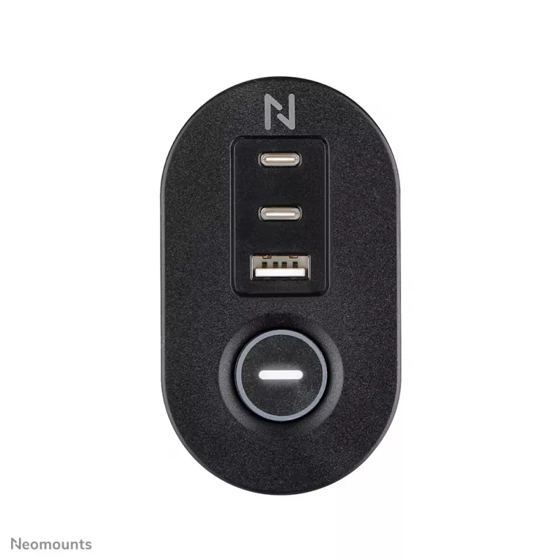 Neomounts DS22-840BL6 Regleta de escritorio con pinza y conexiones USB-C y USB-A – carga rápida