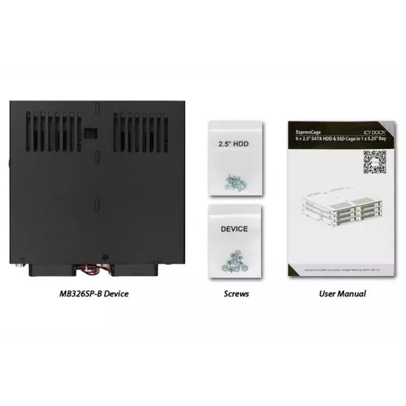Disk Array Icy Dock MB326SP-B 0 TB rack 1U negro