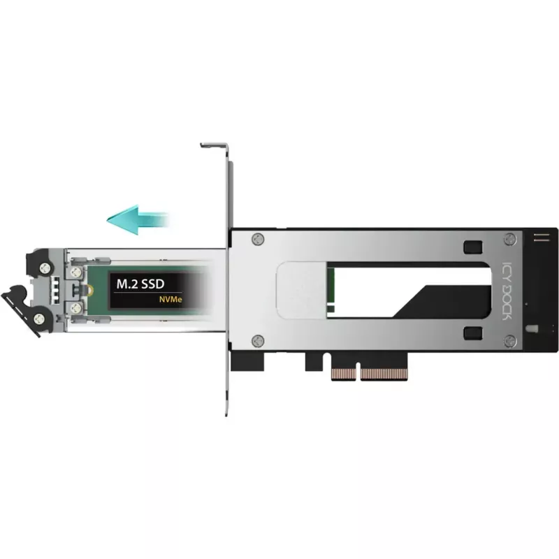 Tarjeta adaptadora PCIe NVMe M.2 Icy Dock MB840M5P-B, negro/plata