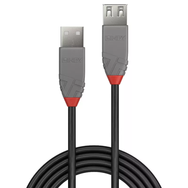 Cable alargador USB 2.0 tipo A Lindy 0,2m, Anthra Line