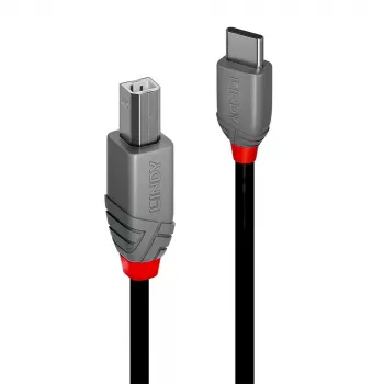 Cable Lindy 3 m USB 2.0 Type-C a B, Anthra Line, 3 m, USB C, USB B, USB 2.0, 0,48 Gbit/s, negro