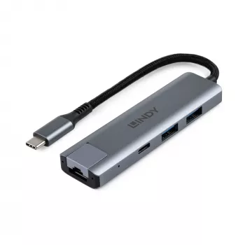 Hub Lindy USB 3.2 Gen 2 Type-C y Gigabit Ethernet