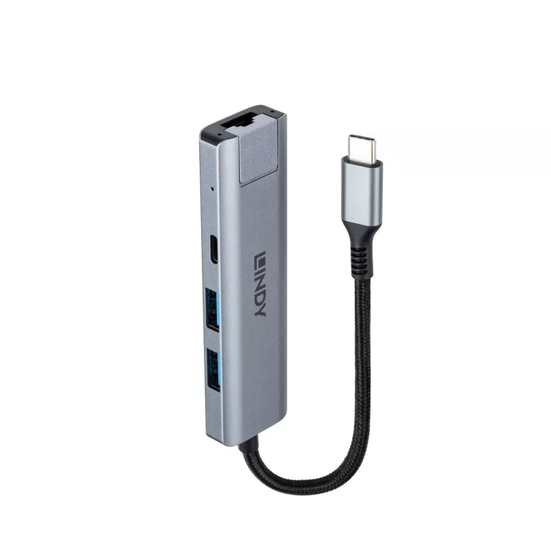 Hub Lindy USB 3.2 Gen 2 Type-C y Gigabit Ethernet