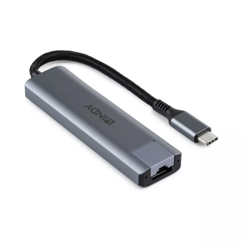 Hub Lindy USB 3.2 Gen 2 Type-C y Gigabit Ethernet