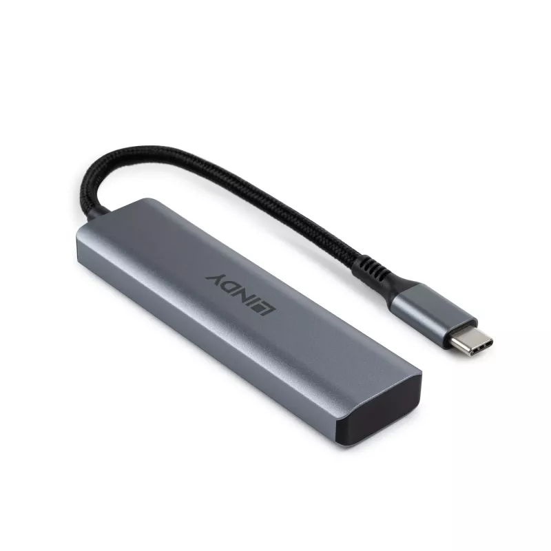 Lindy 43414 hub USB 3.2 Gen 2 Type-C de 4 puertos, 4x USB-C, de sobremesa