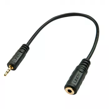 Adaptador de audio Lindy conector macho de 2,5 mm a conector hembra de 3,5 mm