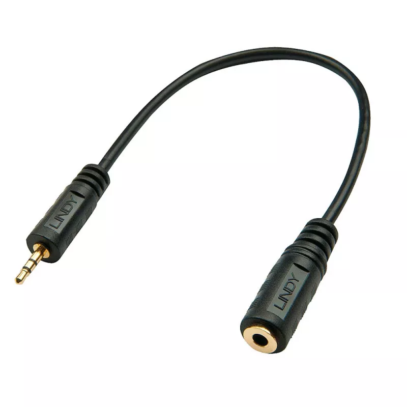 Adaptador de audio Lindy conector macho de 2,5 mm a conector hembra de 3,5 mm
