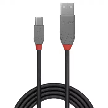 Cable Lindy 0,5 m USB 2.0 Type-A a Mini-B, Anthra Line