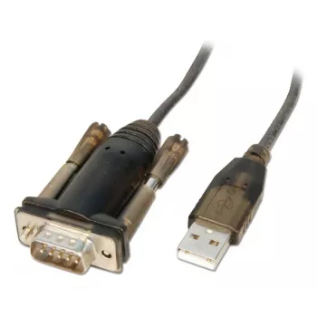 Convertidor Lindy USB a serie Lite, gris, transparente, 1,5 m, USB Type-A, RS-232, conector macho, conector macho