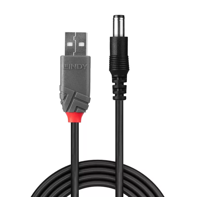Cable USB 2.0 Type-A a DC de 5,5 mm Lindy, 1,5 m