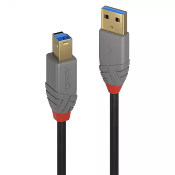 Cable USB 3.2 Type-A a B Lindy 5 m, 5 Gbit/s, Anthra Line