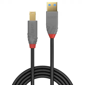 Cable USB 3.2 Type-A a B Lindy 5 m, 5 Gbit/s, Anthra Line