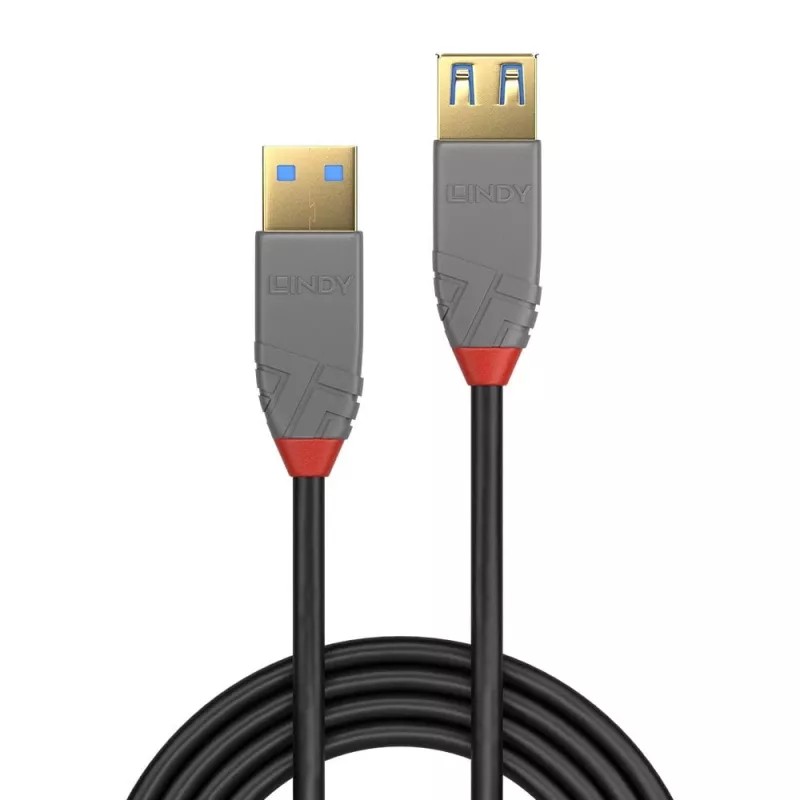 Cable de prolongación USB 3.2 Type-A Lindy 1 m, 5Gbit/s, Anthra Line