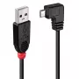 Cable USB 2.0 Lindy 1 m - Type-A a Micro-B, acodado 90 grados