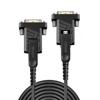 Cable Micro-HDMI 18G híbrido de fibra óptica Lindy 100 m con conectores HDMI y DVI desmontables