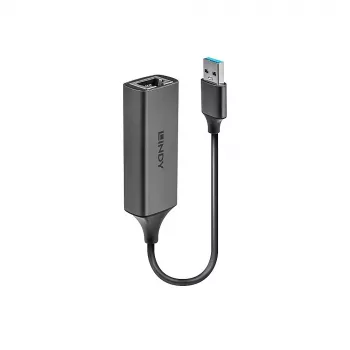 Convertidor USB 3.0 Gigabit Ethernet Lindy, con cable, USB, Ethernet, 5000 Mbit/s, plateado