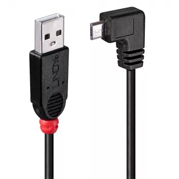 Cable USB 2.0 Lindy Type-A a Micro-B, 0,5 m, 90° en ángulo recto